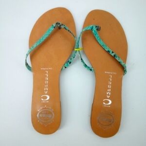 Jeffrey Campbell Tan and Teal Sandals
